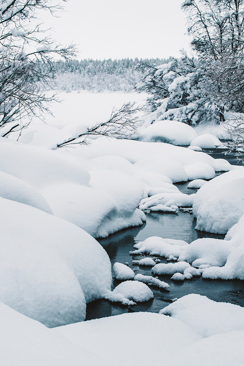 Lapland river whitewater ice snow frozen lake Raphaelle Monvoisin