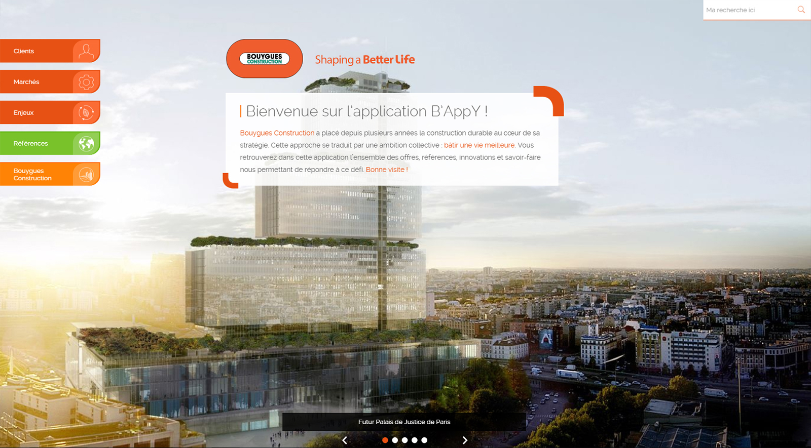 Bouygyes Construction Shaping a better life application app tablet