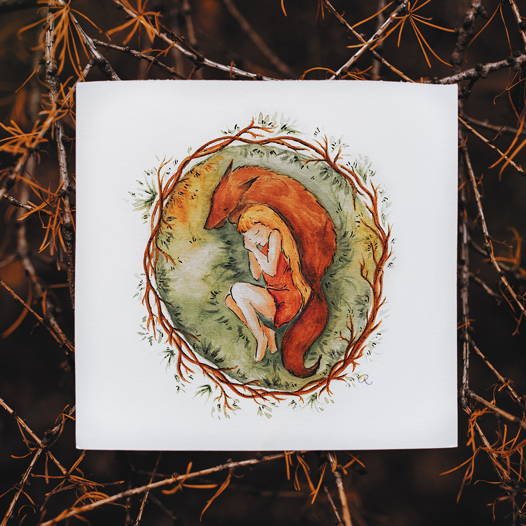 Raphaelle Monvoisin Watercolor Art Illustration wolf sword animal fantasy